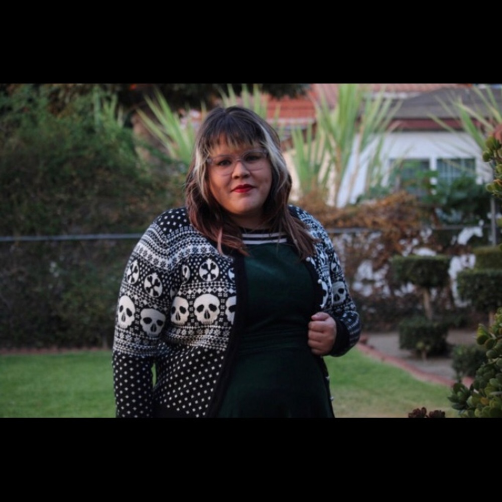 ModCloth Hellbunny Skull Fair Isle Cardigan